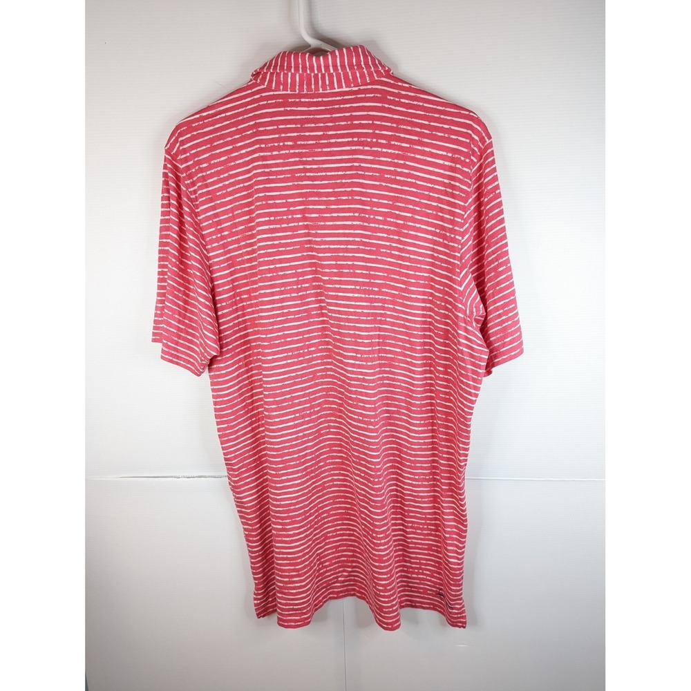 B Draddy Polo Shirt Men's Large Short Sleeve Pink Striped Golf Logo Stretch - Picture 5 of 9